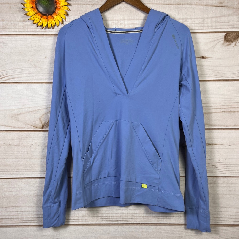 Sugoi‎ Women Blue V-Neck Performance Hoodie Long Sleeve Activewear Top Small S